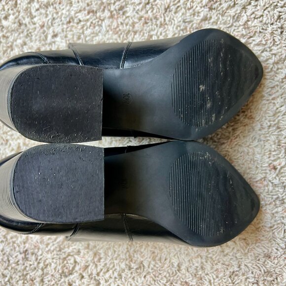 Lane Bryant Black Leather-Look Western Ankle Boots – Block Heel, Size 10W - Picture 9 of 9